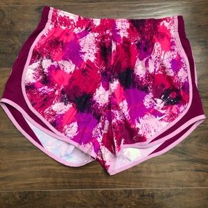 Nike pink and purple splash print shorts